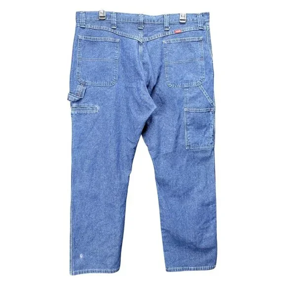 Wrangler Blue Denim Carpenter Jeans Mens Size 40x32 With Utility Pockets - Picture 5 of 9